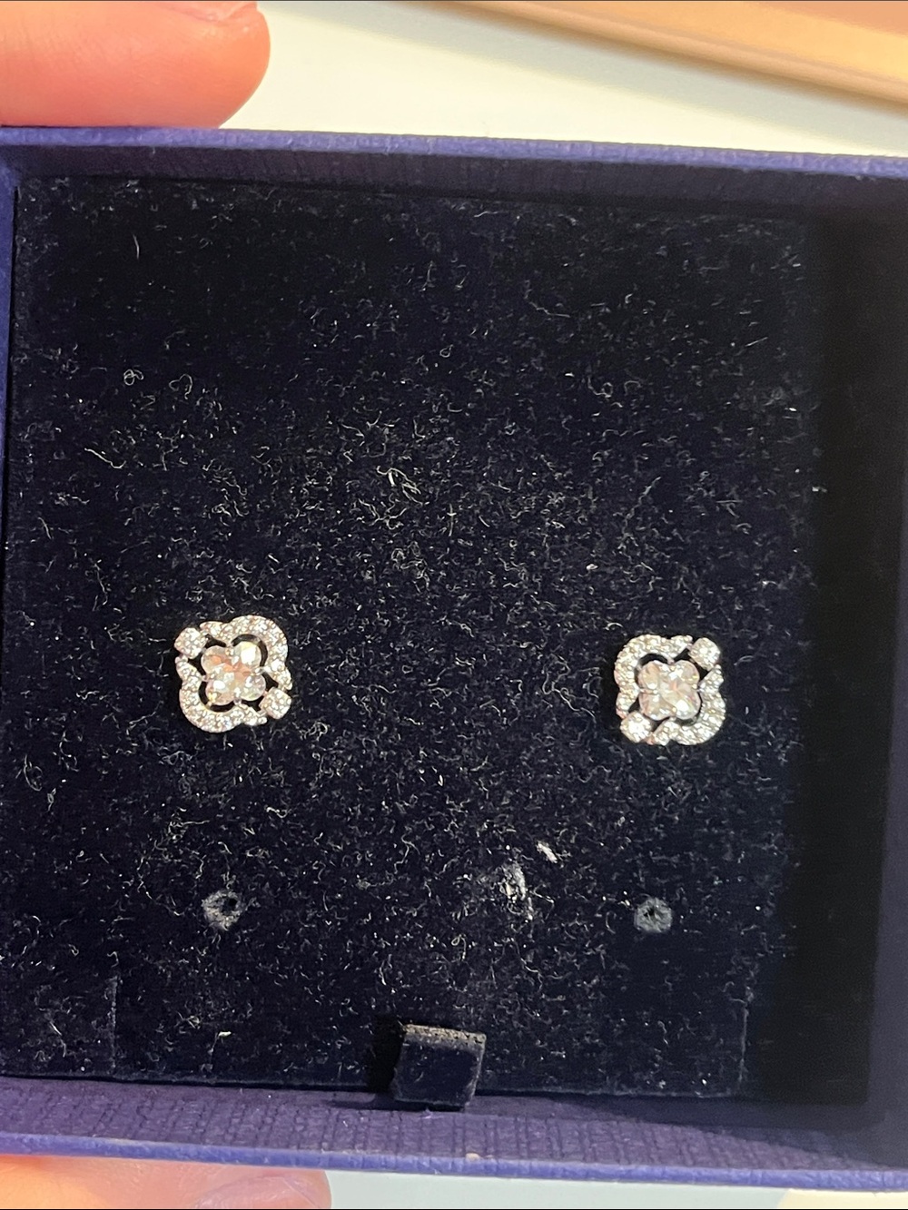 SWAROVSKI SPARKLING DANCE Crystal Flower Cluster Stud Earrings - Silver Tone